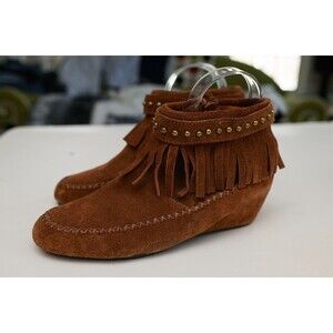 Aldo Brown Suede Moccasins fringe 7.5